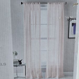 Two rod pocket DKNY Sheer drapes, pale pink 84 inch lenght